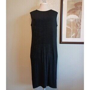 Chicos Travelers Sleeveless Dress Size 1 US M Black Slinky Acetate Pocket